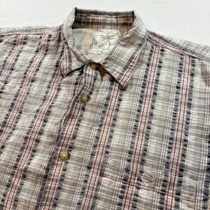 Bugle Boy Plaid Button Down Shirt Men Medium Short Sleeve Cotton Textured Casual